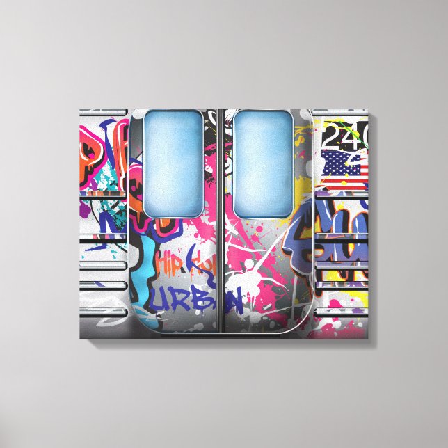 Impressão Em Tela Trem de metrô com grafite (Frente)