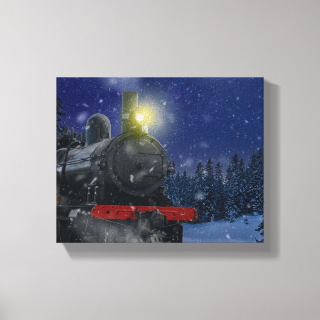 Impressão Em Tela Trem de Natal na neve      (Frente)