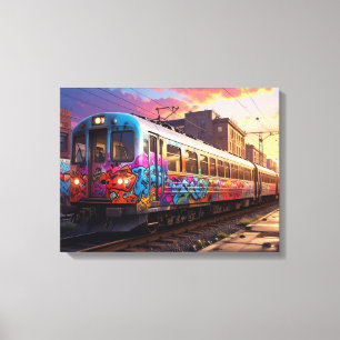 Impressão Em Tela Trem grafite