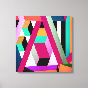 Impressão Em Tela Trendência Colorida de Arte Geométrica Bloqueada B