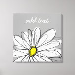 Impressão Em Tela Trendy Daisy com cinza e amarelo<br><div class="desc">Uma peça de arte dúzia e caprichosa,  hipster. Você pode adicionar um nome,  monograma ou outro texto personalizado. Se você precisar mover a arte ao redor,  clique no botão personalizar para fazer alterações.</div>