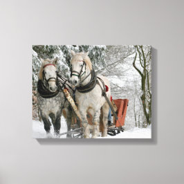 Impressão Em Tela trenó+corrida,neve,floresta,cavalo,inverno,branco,
