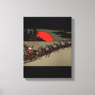 Impressão Em Tela Trenó da rena de Papai Noel do vintage do