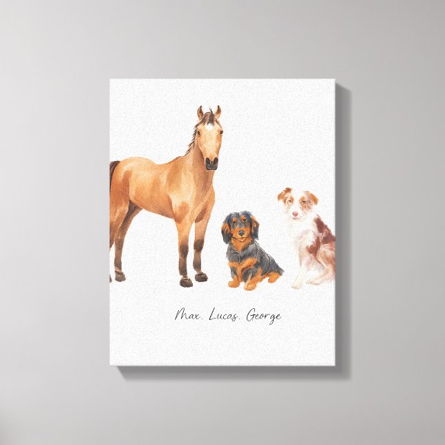 Impressão Em Tela Três Animais De Companhia Amados (Frente)