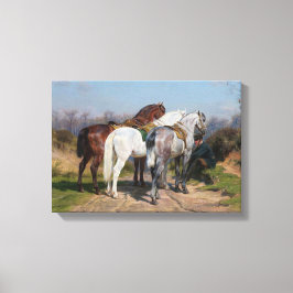 Impressão Em Tela Três Cavalos Garanhão (por Rosa Bonheur)