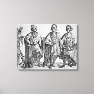 Impressão Em Tela Três chefes Cherokee americanos, 1762 (gravura)