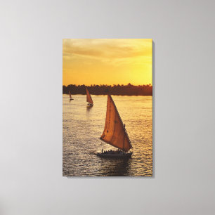 Impressão Em Tela Três falucas com avistadores no Rio Nilo