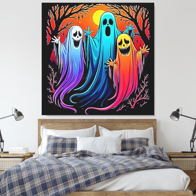 Impressão Em Tela Três fantasmas fantasmas de Halloween Spooky Desig (Insitu(Quarto))