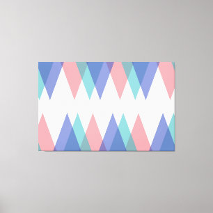 Impressão Em Tela Triângulos azuis e corais