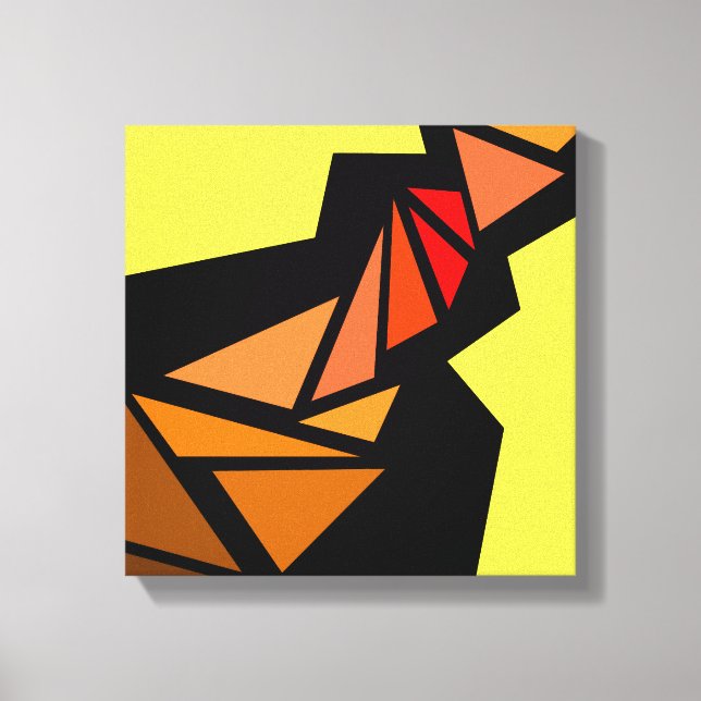 Impressão Em Tela Triângulos coloridos Geométrico Abstrato Amarelo p (Frente)