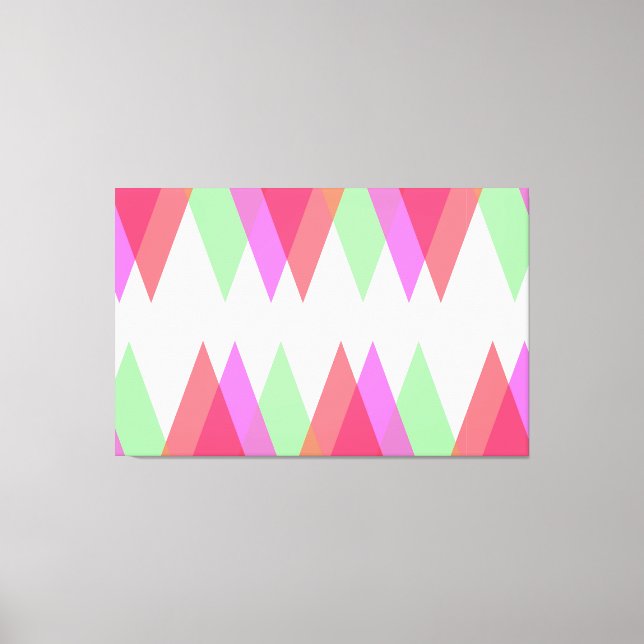 Impressão Em Tela Triângulos vermelhos e verdes (Frente)