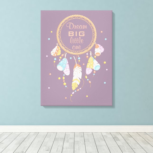 Impressão Em Tela Tribal Boho Dreamcatcher sobre citação roxa (Insitu(piso de madeira))