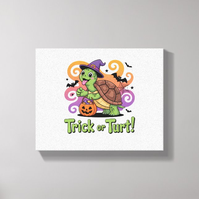 Impressão Em Tela Trick ou Turt Engraçado Turtle Halloween (Frente)