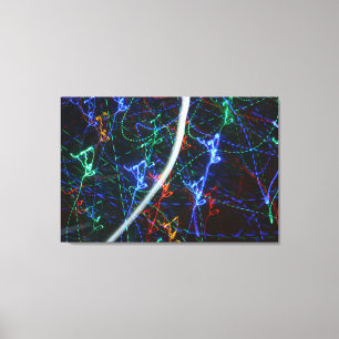 Impressão Em Tela Trilhas de Luz Neon Fotografia Abstrata. Cyberpunk