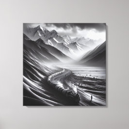 Impressão Em Tela Trilhos Místicos de Montanha: Odisseia de Comboio