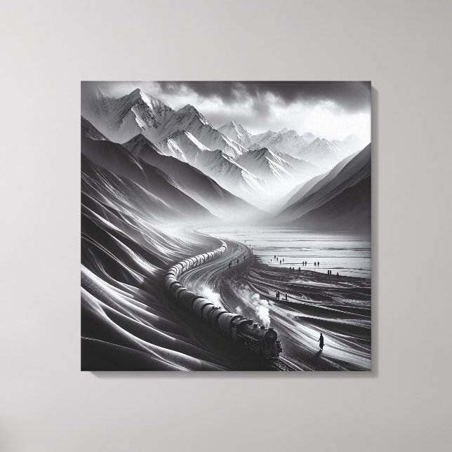 Impressão Em Tela Trilhos Místicos de Montanha: Odisseia de Comboio  (Frente)