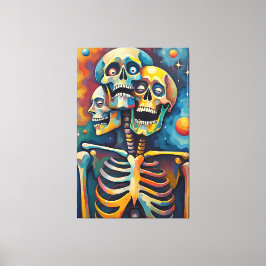 Impressão Em Tela Trinidade da Mortalidade - Esqueleto Abstrato 3-Ca