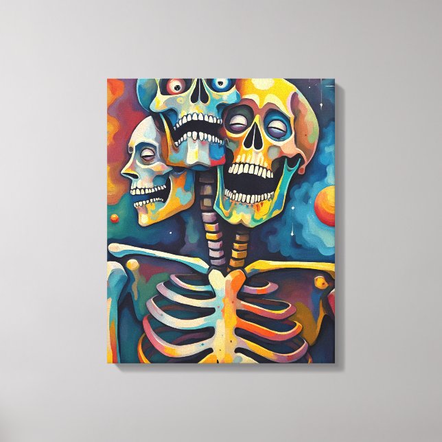 Impressão Em Tela Trinidade da Mortalidade - Esqueleto Abstrato 3-Ca (Frente)