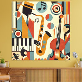 Impressão Em Tela Trio Minimalista Moderno da Era do Jazz de Meados 