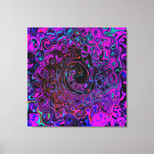 Impressão Em Tela Trippy Black and Magenta Retro Liquid Swirl
