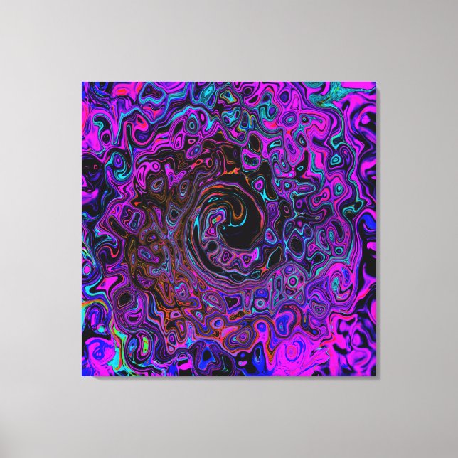 Impressão Em Tela Trippy Black and Magenta Retro Liquid Swirl (Frente)
