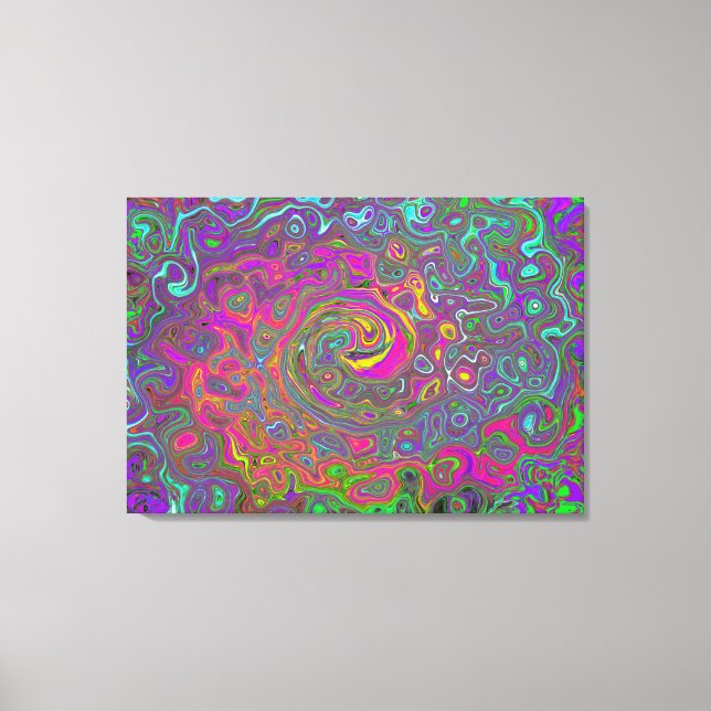 Impressão Em Tela Trippy Hot Pink Abstrato Retro Liquid Swirl (Frente)