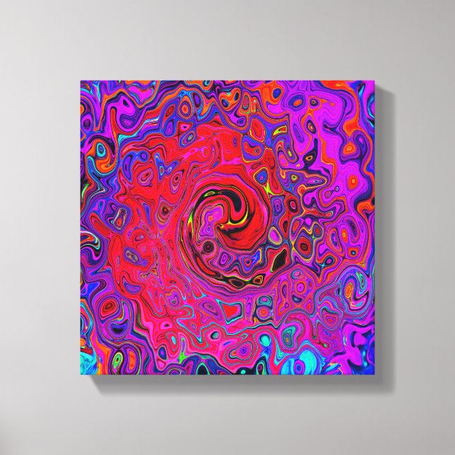 Impressão Em Tela Trippy Red and Purple Abstrato Retro Liquid Swirl (Frente)