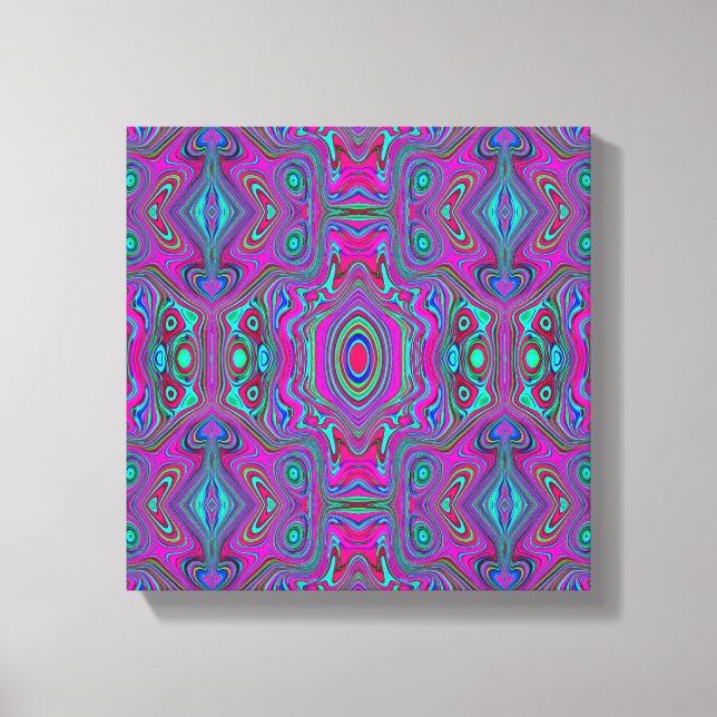 Impressão Em Tela Trippy Retro Magenta, Abstrato azul e verde (Frente)