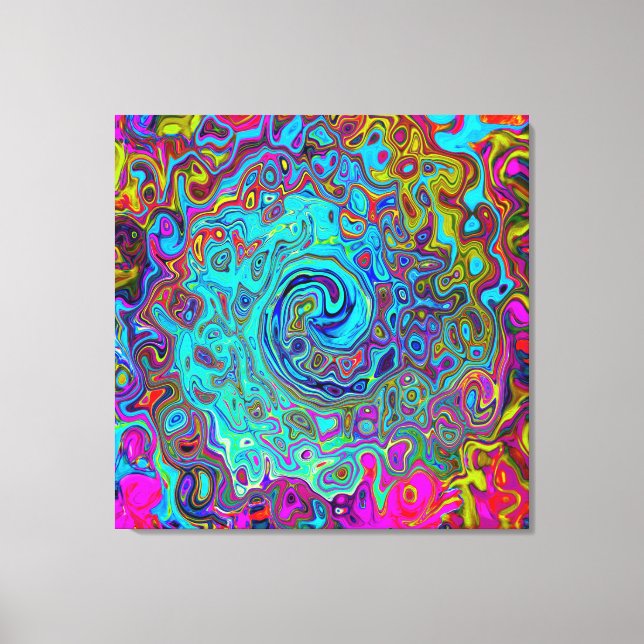 Impressão Em Tela Trippy Sky Blue Abstrato Retro Liquid Swirl (Frente)