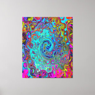 Impressão Em Tela Trippy Sky Blue Abstrato Retro Liquid Swirl