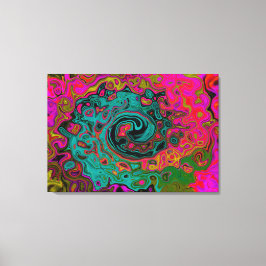 Impressão Em Tela Trippy Turquoise Abstrato Retro Liquid Swirl