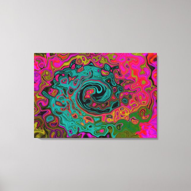 Impressão Em Tela Trippy Turquoise Abstrato Retro Liquid Swirl (Frente)