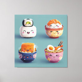 Impressão Em Tela Tripulação Kawaii Sushi & Ramen