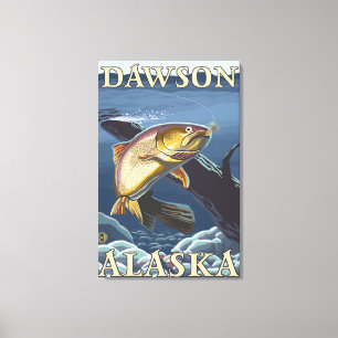 Impressão Em Tela Troço de pesca de trutas - Dawson, Alasca
