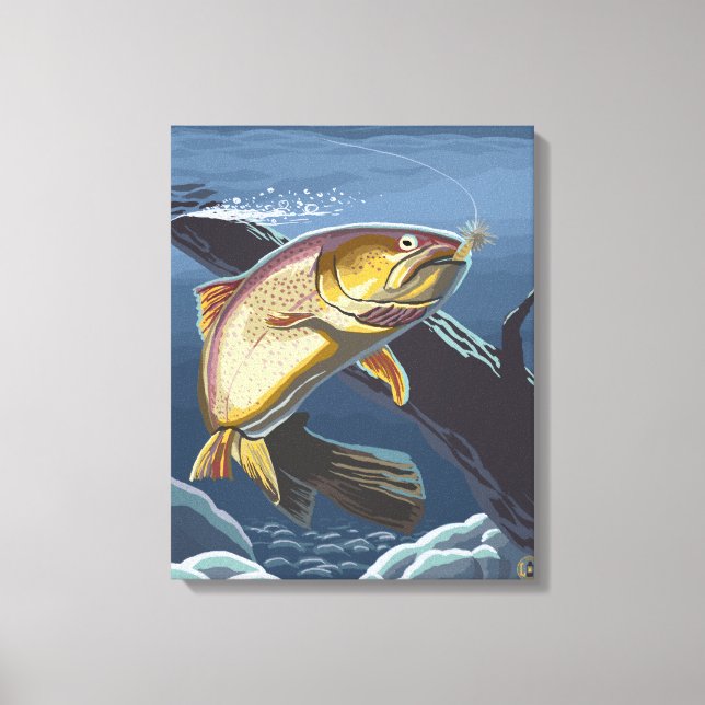 Impressão Em Tela Troço de pesca de trutas - Montana (Frente)