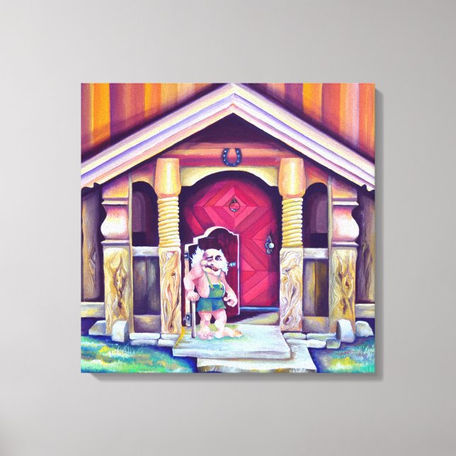 Impressão Em Tela Troll Escandinavo com Aquarela pintada Manualmente (Frente)