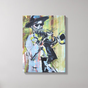 Impressão Em Tela Trompetista de Jazz Neo-Expressionista