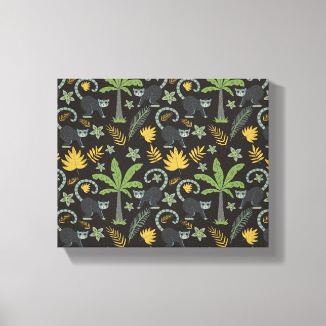 Impressão Em Tela Tropical animals seamless pattern monkey palm tree (Frente)