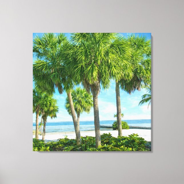 Impressão Em Tela Tropical Palm Garden Wall Art Coastal Decor (Frente)