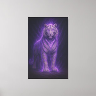 Impressão Em Tela Trovão Celestial Tigre Branco Roxo – Fa de Alta Qu
