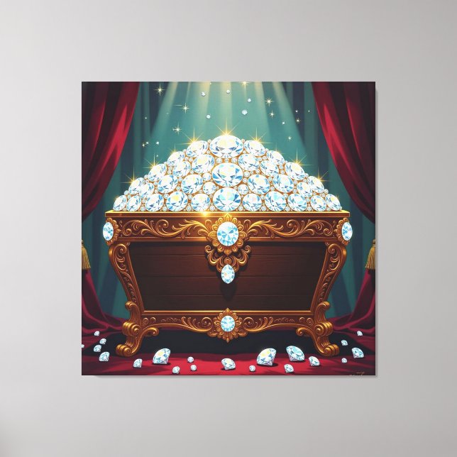 Impressão Em Tela Truhen voller Diamanten (Frente)