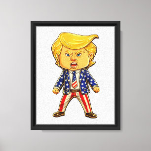 Impressão Em Tela Trump Feliz, Cartoon Engraçado do Trump Meme Patri