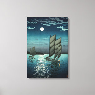 Impressão Em Tela Tsuchiya Koitsu - Barcos em Shinagawa, Noite