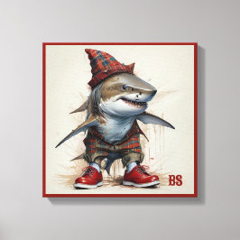 Impressão Em Tela tubarão assustador no Disguise Escocês - tubarão t