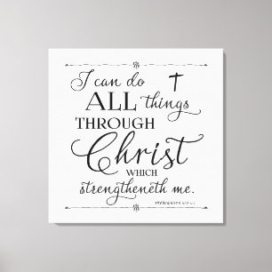 Impressão Em Tela Tudo através do Cristo - Philippians 4:13