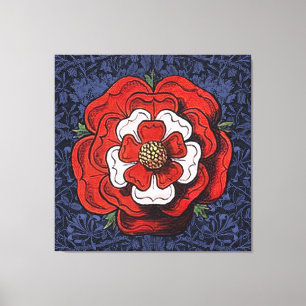 Impressão Em Tela Tudor Rosa Vermelho e Branco