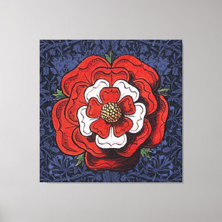 Impressão Em Tela Tudor Rosa Vermelho e Branco