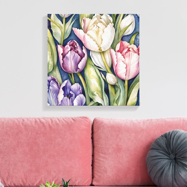 Impressão Em Tela Tulipa Gigante Púrpura e Rosa (Insitu(Sala de estar))