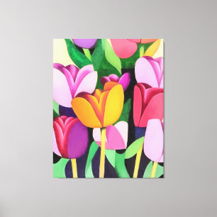 Impressão Em Tela Tulipas Coloridas Multicolorido Abstrato Art