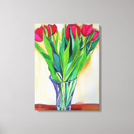 Impressão Em Tela Tulipas cor-de-rosa e vermelha ainda são aquarelas